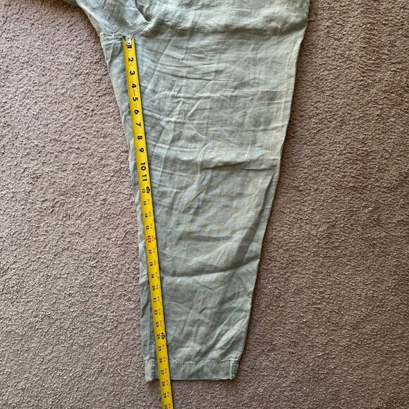H&M Pants Womens XL 36x28 High Rise 100% Linen Tapered Leg Ankle Pockets - Picture 9 of 13